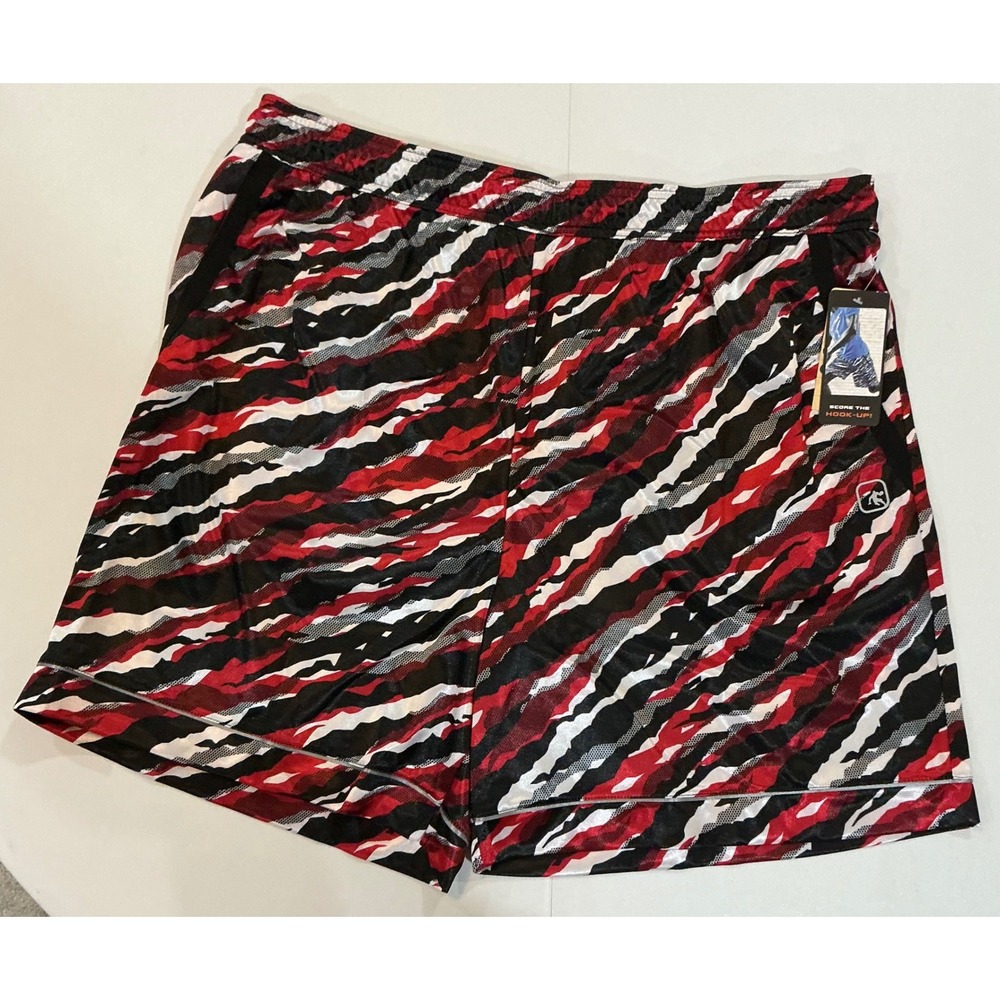 VTG Y2K AND1 Dazzle Smooth Shiny Silky Basketball Shorts Red Camo‎ Mesh Men 3XL